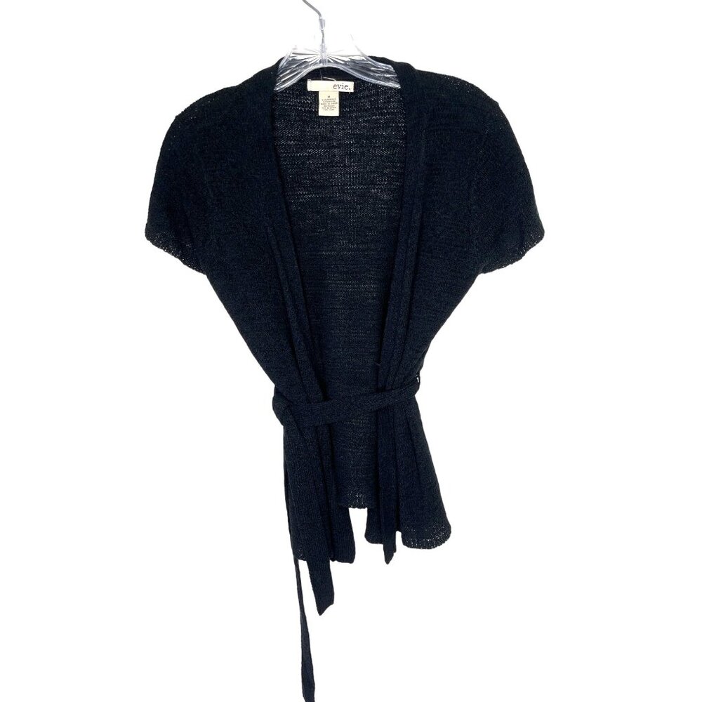 Evie Black Medium Short Sleeve Wrap Sweater 86A